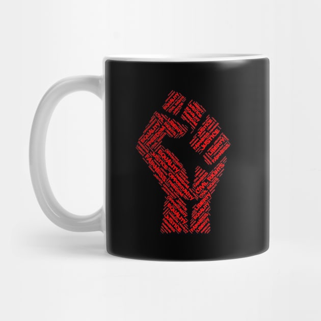 Civil Rights Black Power Fist Justice Word Cloud Design by TeeShirt_Expressive